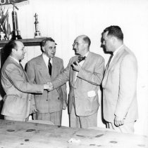 Fred Schmidt Greets Guest Speaker Dr. Edgar C. Johnston for Teacher's Night